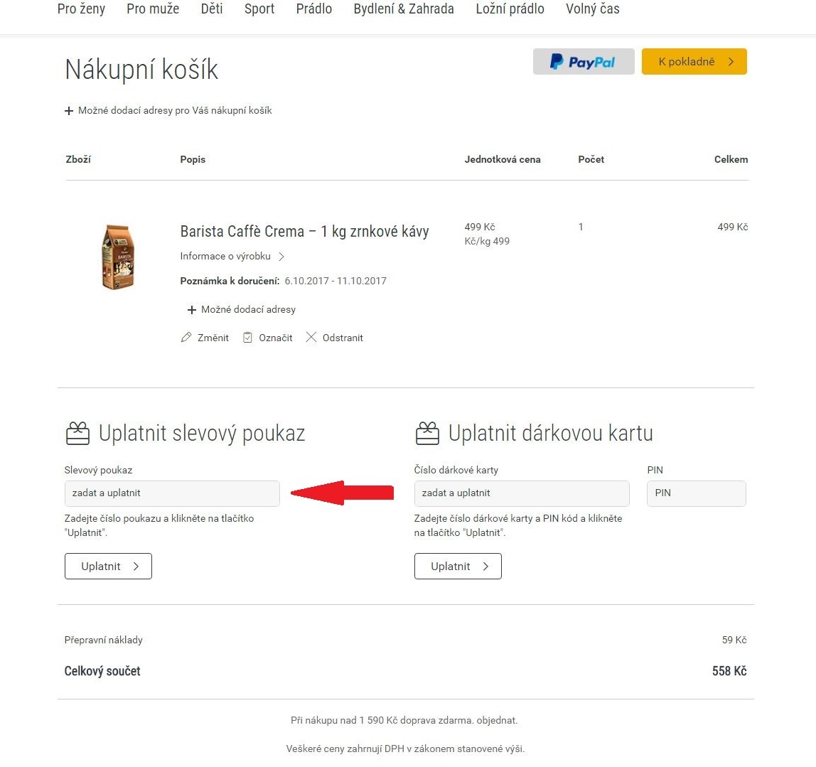 Obrázok portálu Tchibo, kde môžete uplatniť zľavy
