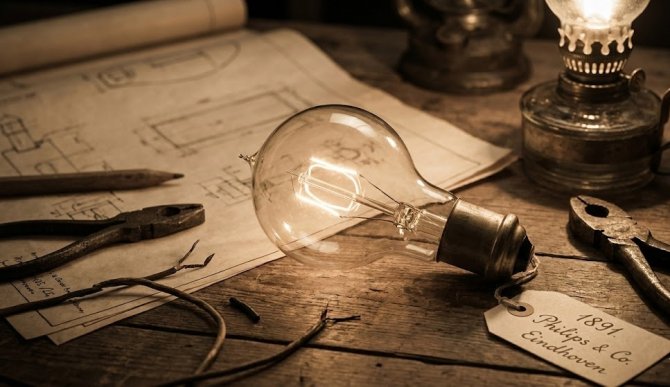 Hist&oacute;ria značky Philips a prv&eacute; žiarovky vyr&aacute;ban&eacute; v holandskom Eindhovene v roku 1891