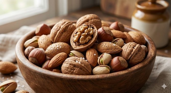 Preslnen&aacute; sc&eacute;na v kuchyni, kde ruky syp&uacute; granolu do misky s jogurtom a ovoc&iacute;m. Vedľa stoj&iacute; papierov&eacute; vrecko značky 'Ochutnej Ořech