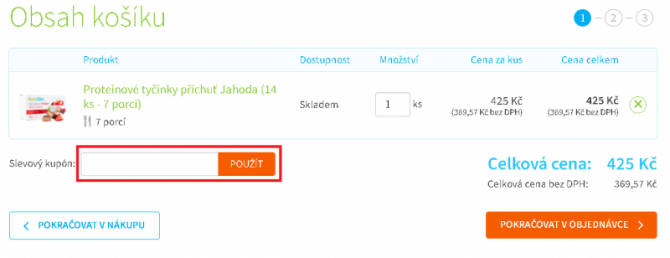 Zadanie zľavov&eacute;ho k&oacute;du v ko&scaron;&iacute;ku KetoDiet pre uplatnenie zľavy na prote&iacute;nov&eacute; jedl&aacute; a di&eacute;tne pl&aacute;ny