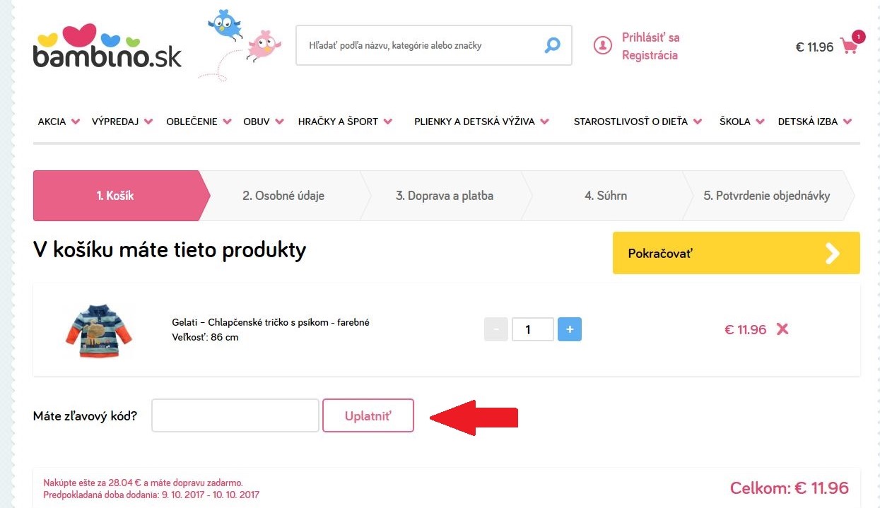 Obrázek portálu Bambino, kde můžete uplatnit slevy